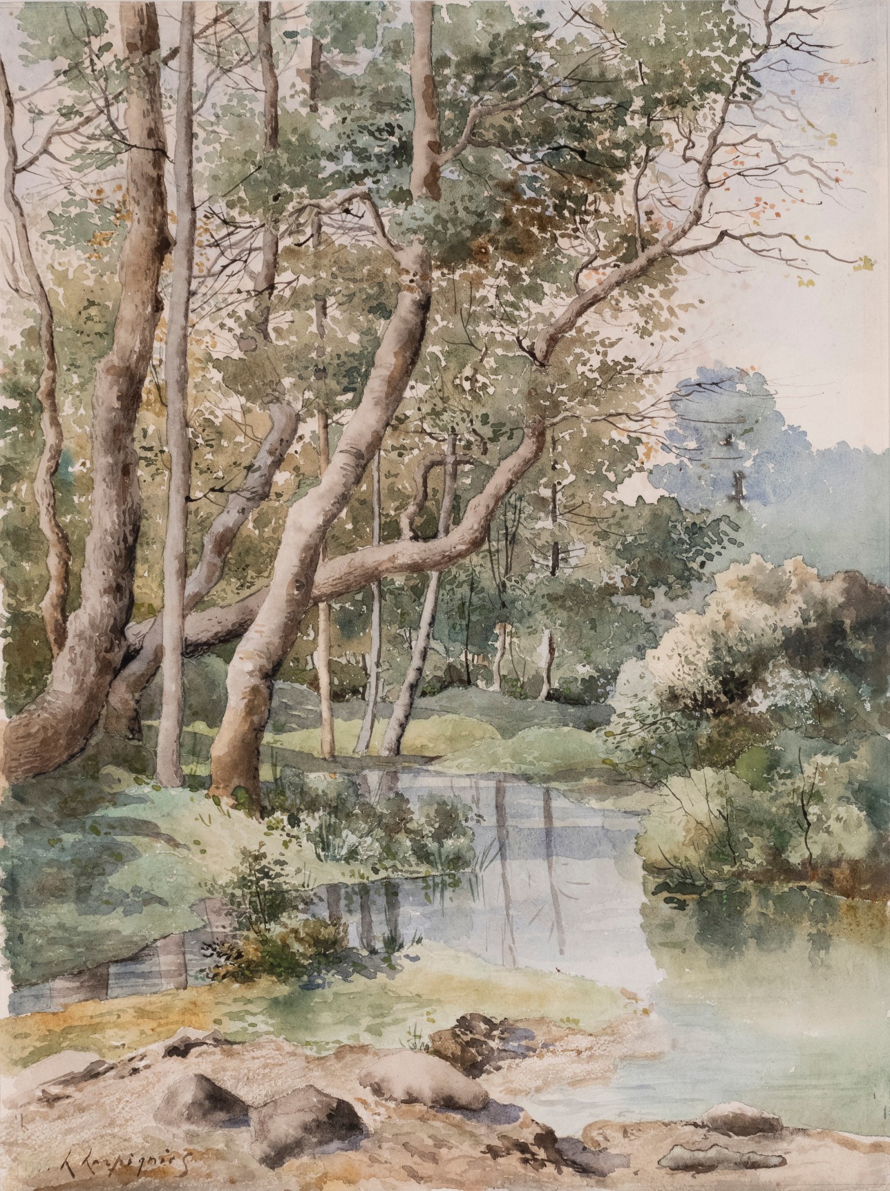 Landscape, 1905    Watercolor on paper  15 5/16 x 12 1/4 inches  Signed lower left