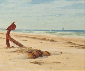 Dwight William Tryon (1849–1925), The Old Anchor, watercolor on paper, 9 x 14 in. (detail)