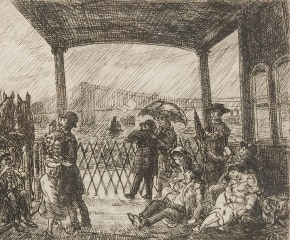 John Sloan (1871–1951). The Wake on the Ferry, 1949. Etching. 6 x 8 in. (detail)