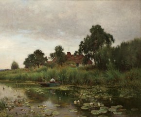Ernest Parton (1845–1933), The Lily Pond, 1891, oil on canvas, 42 x 60 1/8 in. (detail)