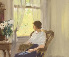 Edward Dufner (1871–1957), By the Window, c. 1911–17, oil on board, 9 3/4 x 7 3/4 in. (detail)
