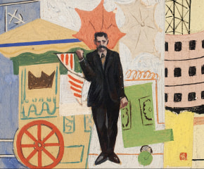 Francis Criss (1901–1973), Mural Study, c. 1930s,, oil on artist board, 4 x 7 in. (detail)