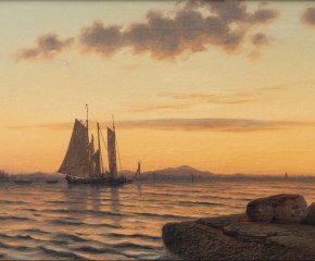 William Frederick De Haas (1830–1880). Along the Coast of Maine. Oil on canvas, 15 x 27 in. (detail)