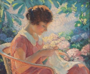 Frank H. Desch (1873–1934). In the Garden. Oil on canvas, 24 x 22 in. (detail)