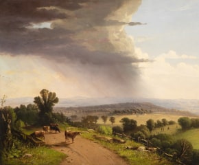 John Williamson (1826–1885), Passing Shower, Upper Valley of the Connecticut River, 1870, oil on canvas, 27 1/8 x 40 in. (detail)