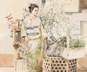 Albert Herter (1871–1950), A Japanese Woman, 1889, watercolor on paper, 9 x 6 ½ in. (detail)