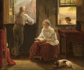 John Carlin (1813–1891), Sunday Afternoon, 1859, oil on canvas, 14 x 12 in. (detail)
