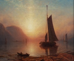 James Fairman (1826–1904). Sunset Over Storm King, 1867. Oil on canvas, 12 x 14 in. (detail)
