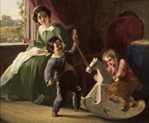 Christian Schussele (1824–1879), The Rocking Horse, c. 1850, oil on canvas, 16 x 12 in. (detail)