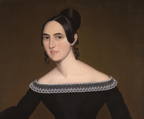 Ammi Phillips (1788–1865), A Portrait of Jeanette Payne, c. 1841, oil on canvas, 33 1/2 x 28 in. (detail)