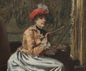 John Bond Francisco (1863–1931). Woman at an Easel, c. 1895. Oil on panel. 10 1/2 x 7 in. (detail)