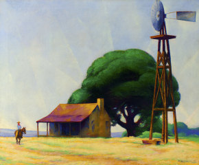 Ralph D. McLellan (1884–1977), Rider on the Ranch, San Marcos, Texas, 1928, oil on canvas, 30 x 36 in.