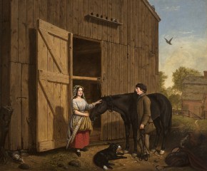 Jerome Thompson (1814–1886), The Rustic Chat, 1850, oil on canvas, 25 x 30 in.