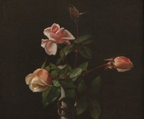 George Cochran Lambdin (1830–1896). Roses in a Chinese Vase, 1872. Oil on canvas, 16 x 12 in. (detail)