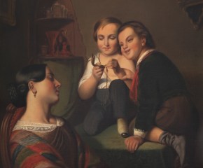 James Goodwyn Clonney (1812–1867). Mother's Watch, c. 1855. Oil on canvas, 26 1/2 x 21 in. (detail)