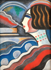 Untitled painting of woman smoking by Hugo Scheiber.