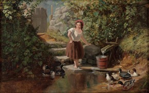 "Pleasant Thoughts" painting by A.F. Tait.