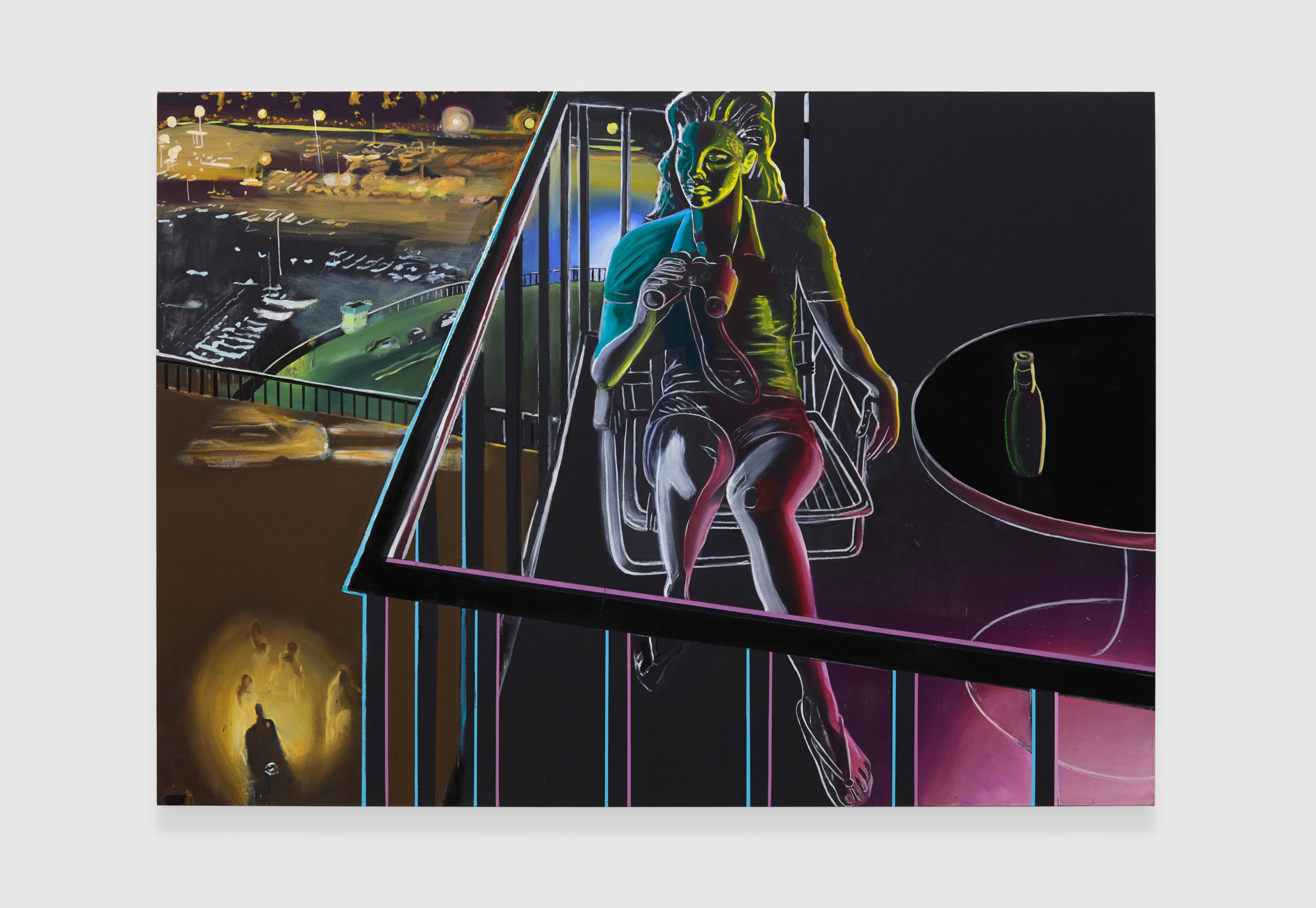 Robert Yarber Woman With Binoculars 2019 Painting Nicodim Gallery Los Angeles