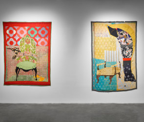 Installation of Jesse Krimes quilts 