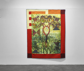 Installation of Jesse Krimes quilts 