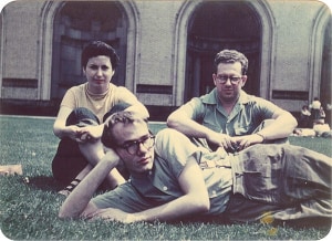 Photograph of Pearlstein, Warhol and Cantor in college