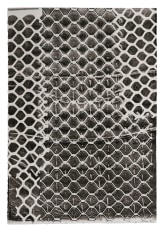 A black and white print of a chainlink fence
