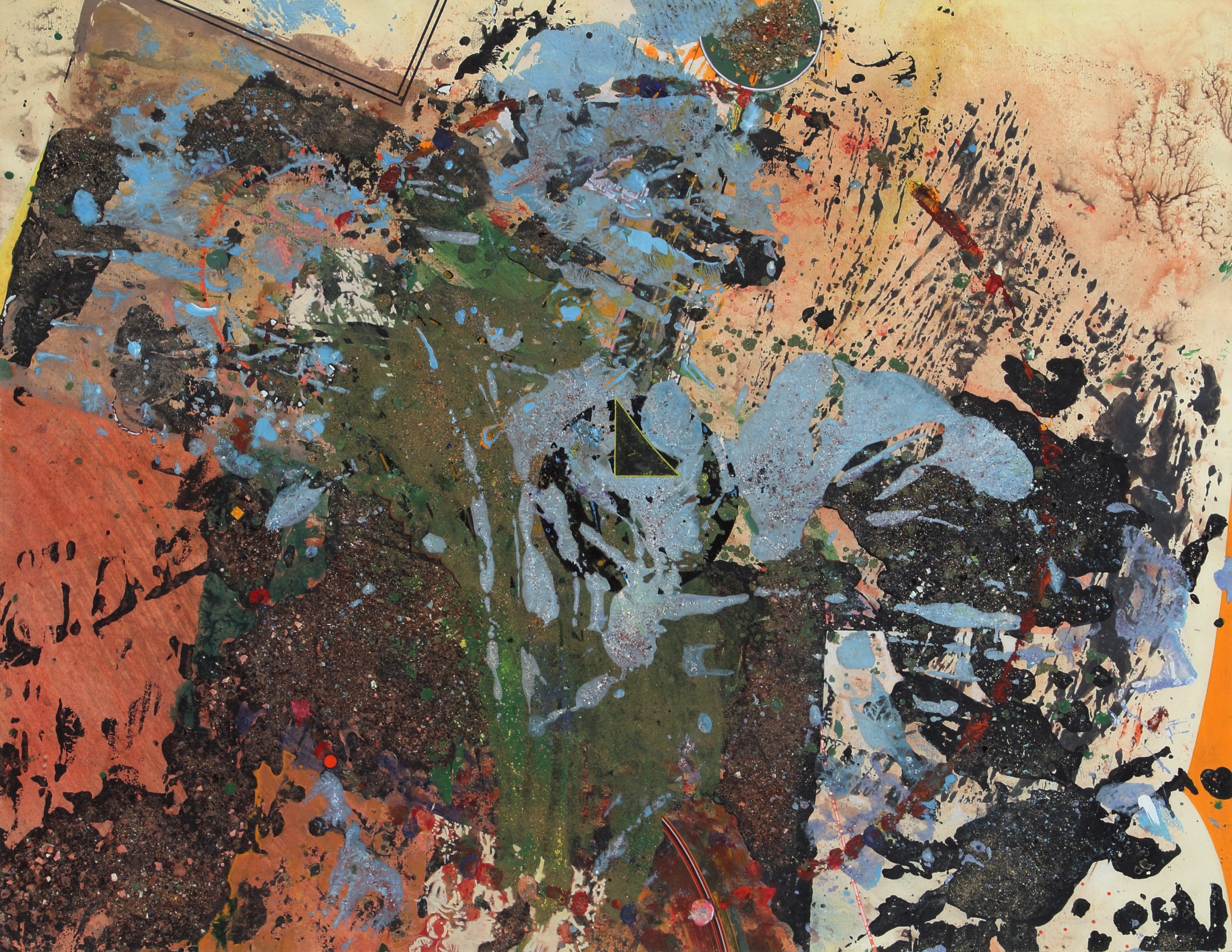 Au Point, 1980, acrylic, mica and eggshell on paper, 17 3/4 x 23 inches