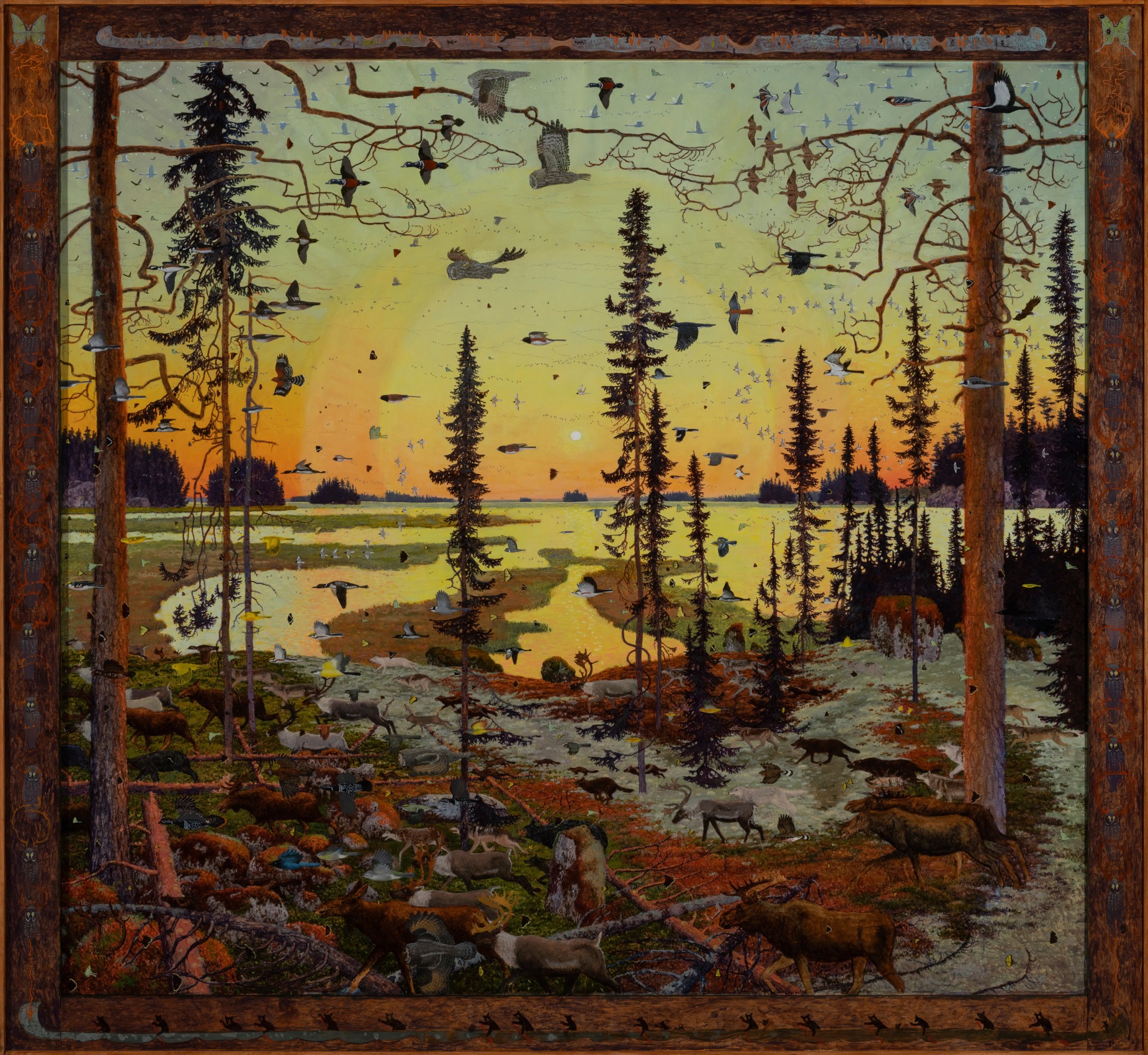 Sagiwan Sibi, 2022 oil on linen,&nbsp;67 x 73 inches, including artist&#039;s hand painted frame