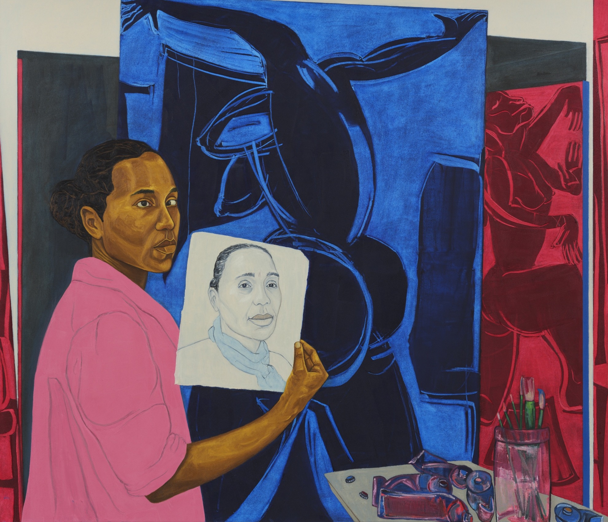 Mequitta Ahuja, Portrait of her Mother, 2020, Oil on canvas, 72 x 84 in