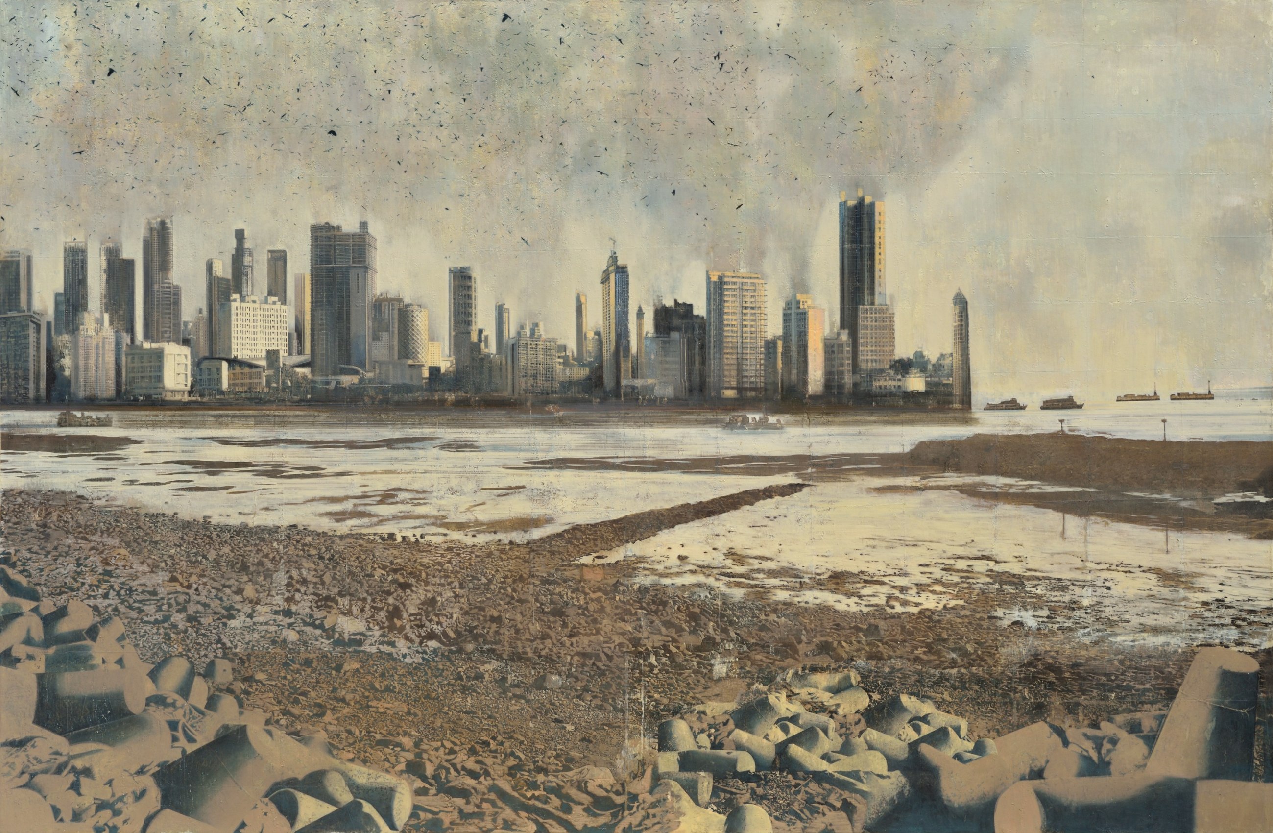 Nataraj Sharma, Haji Ali,&nbsp;2020,&nbsp;Oil on canvas,&nbsp;72 x 108 in