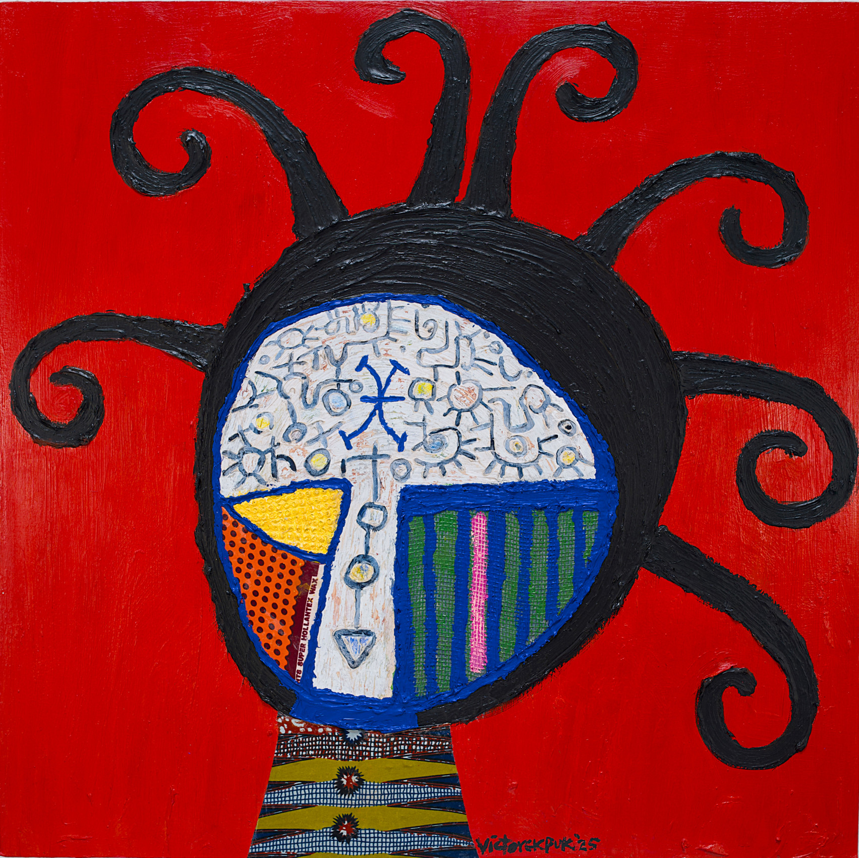 Figurative painting inspired by Nigerian cultural objects