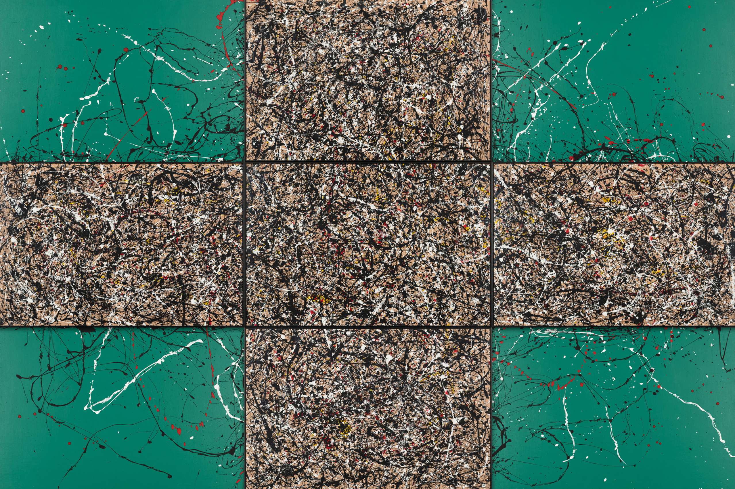 Rasheed Araeen, Oh Dear, Oh Dear, What a Mess You Have Made, 1987-94, Emulsion and acrylic on plywood and cardboard, 72 x 109 in (182.88 x 276.86 cm), NFS