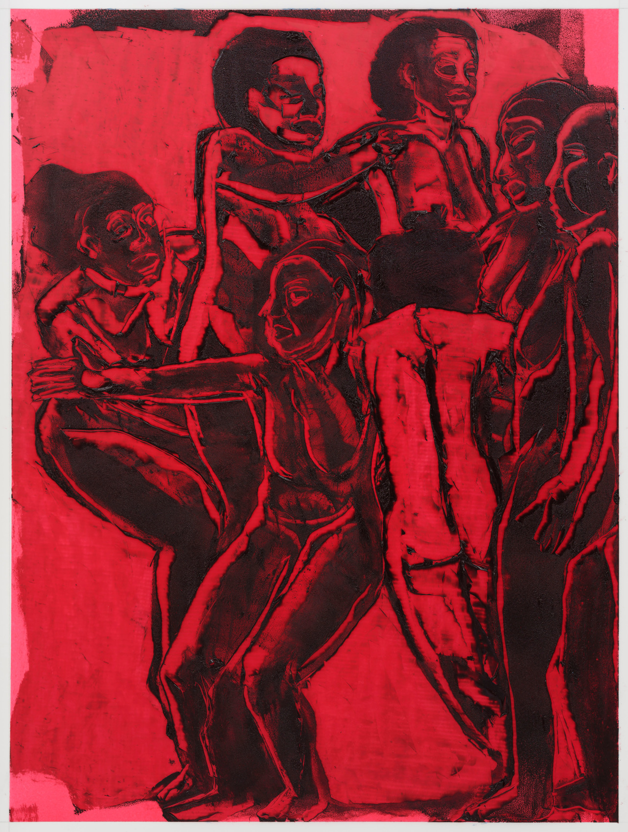 Mequitta Ahuja, Set, 2020,&nbsp;Oil on polyester drafting film,&nbsp;29&nbsp;x 21.5 in