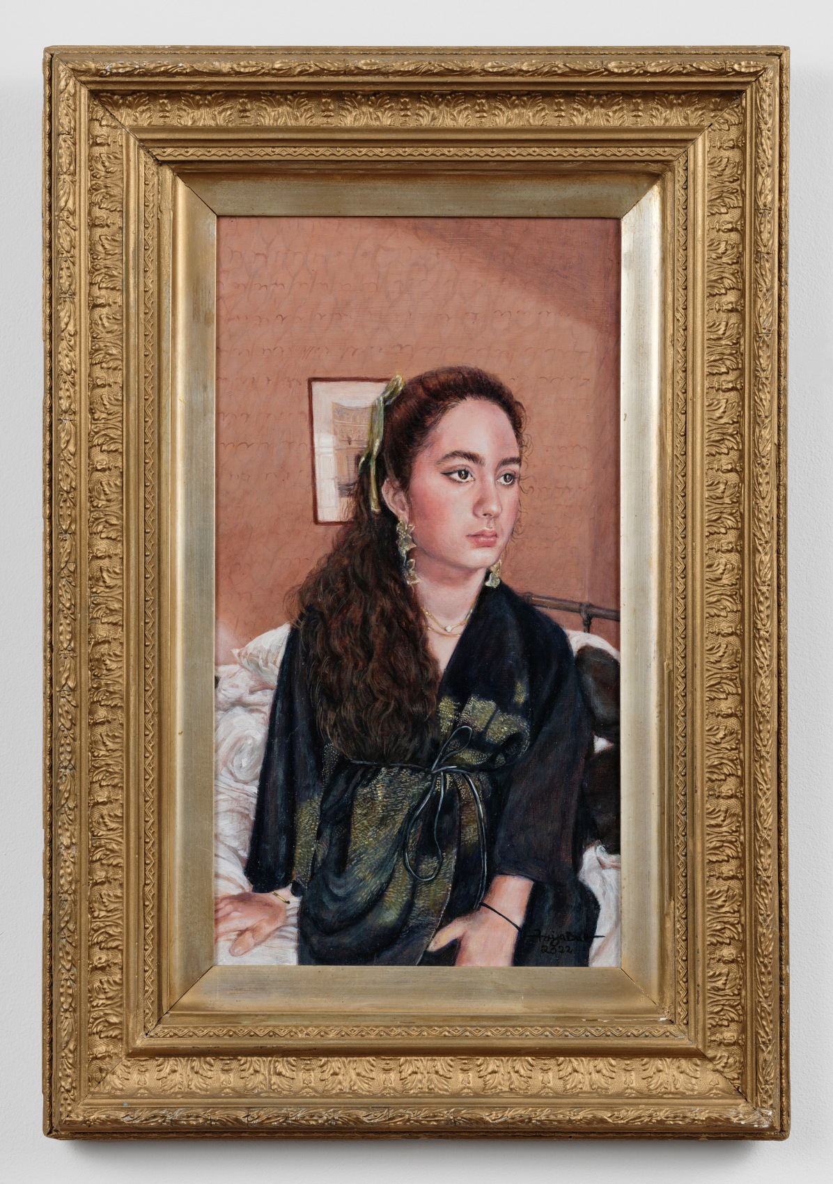 Painting of the artist's daughter listening to music