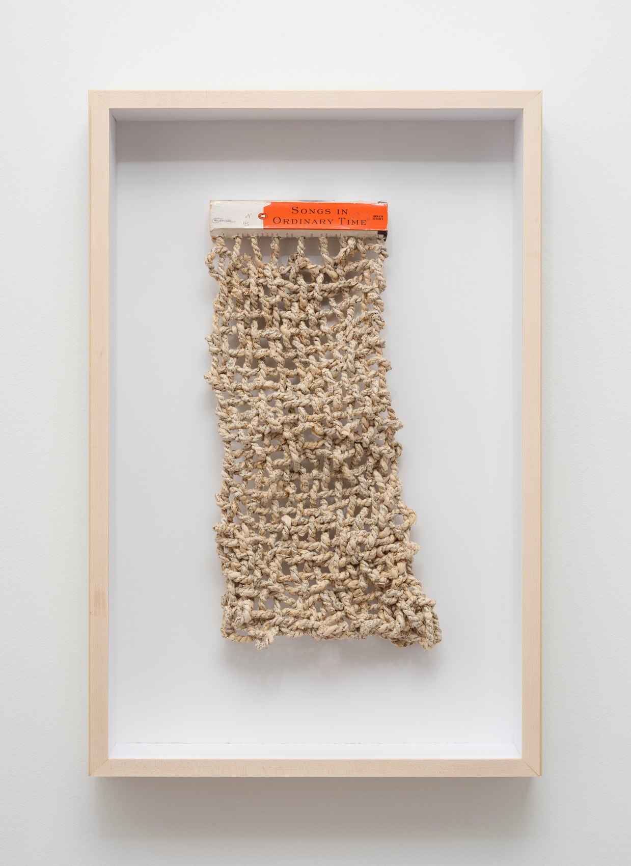 Youdhisthir Maharjan, Songs in Ordinary Time, 2016-2019, Handwoven reclaimed book pages, 20 x 10 in