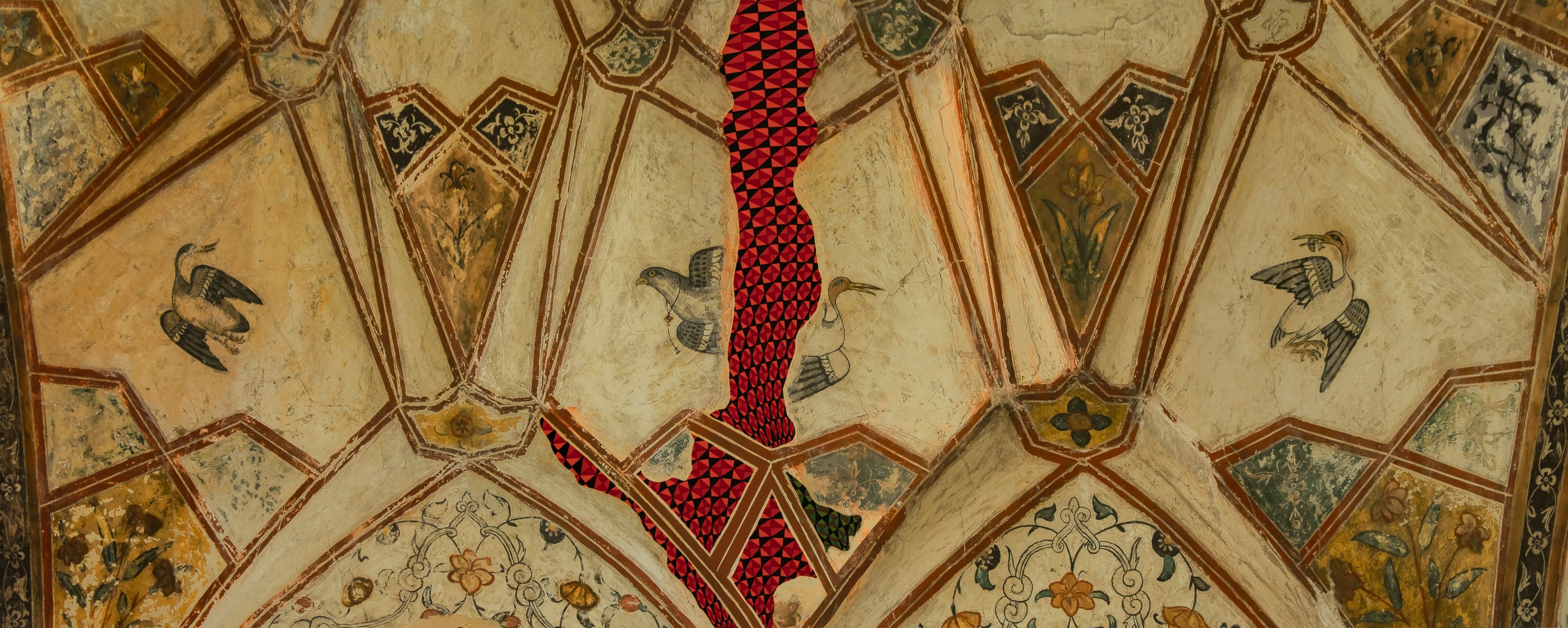 photo collage with geometric painting