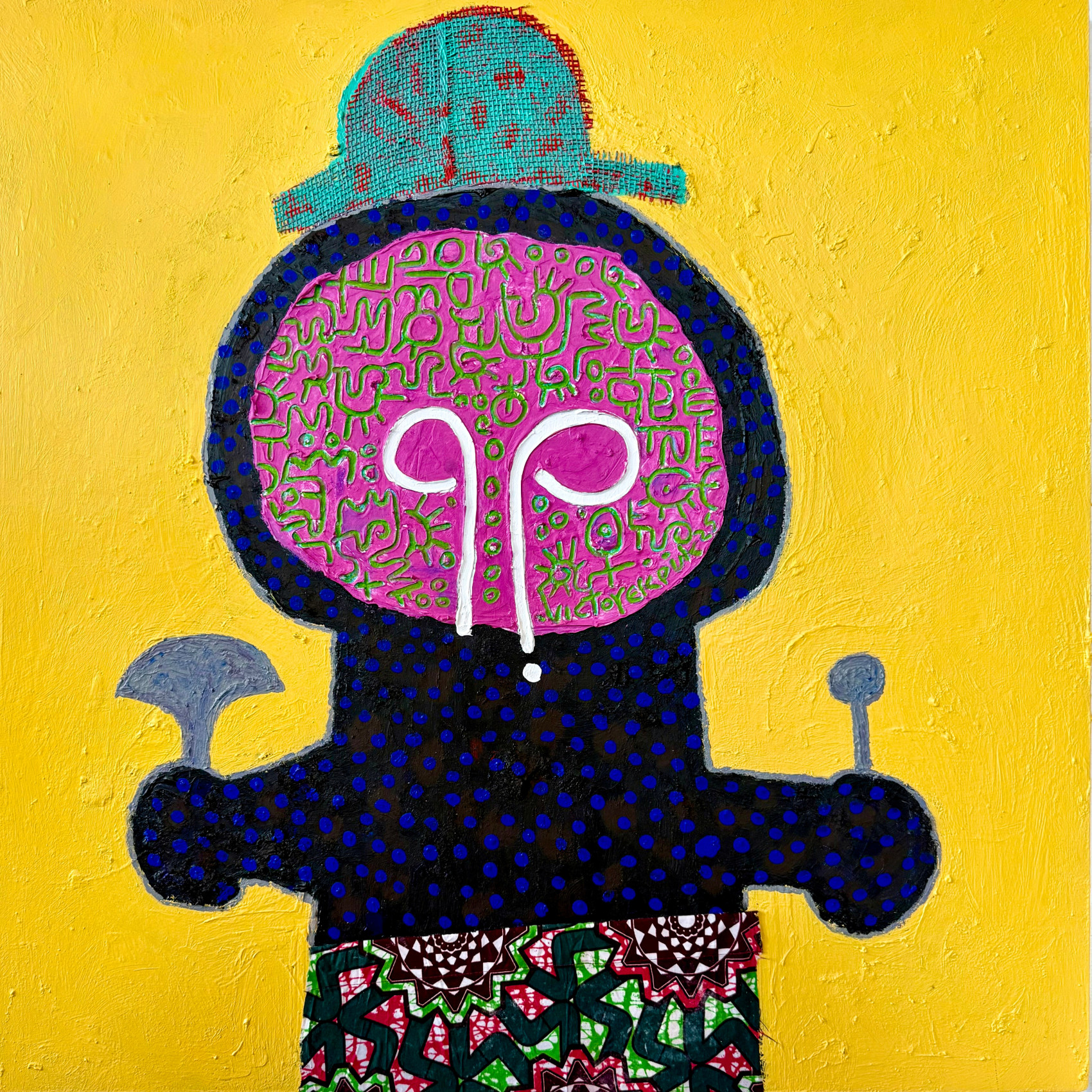 Figurative painting inspired by Nigerian cultural objects