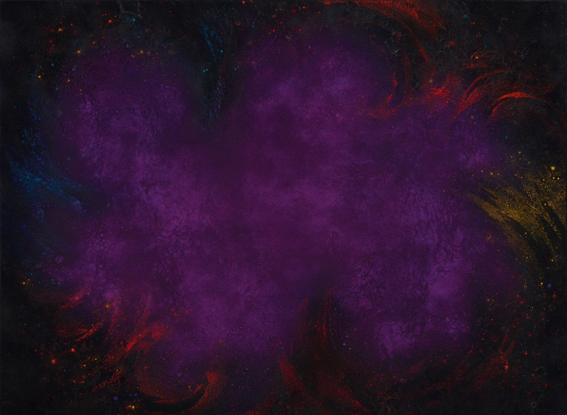 Abstract acrylic painting that evokes outer space