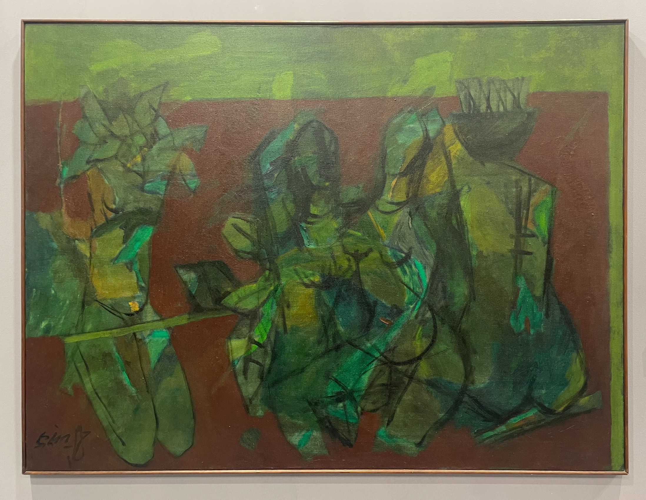 M. F. Husain,&nbsp;Foliage, Late 1960s, Oil on canvas, 36 x 48 in (91.44 x 121.92 cm)