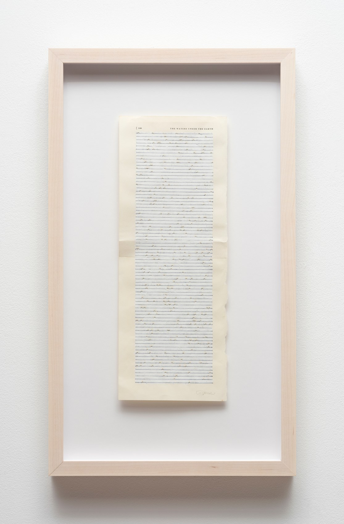 Youdhisthir Maharjan, The Waters Under the Earth, 2017, Acrylic on reclaimed book pages, 14.5 x 5.5 in