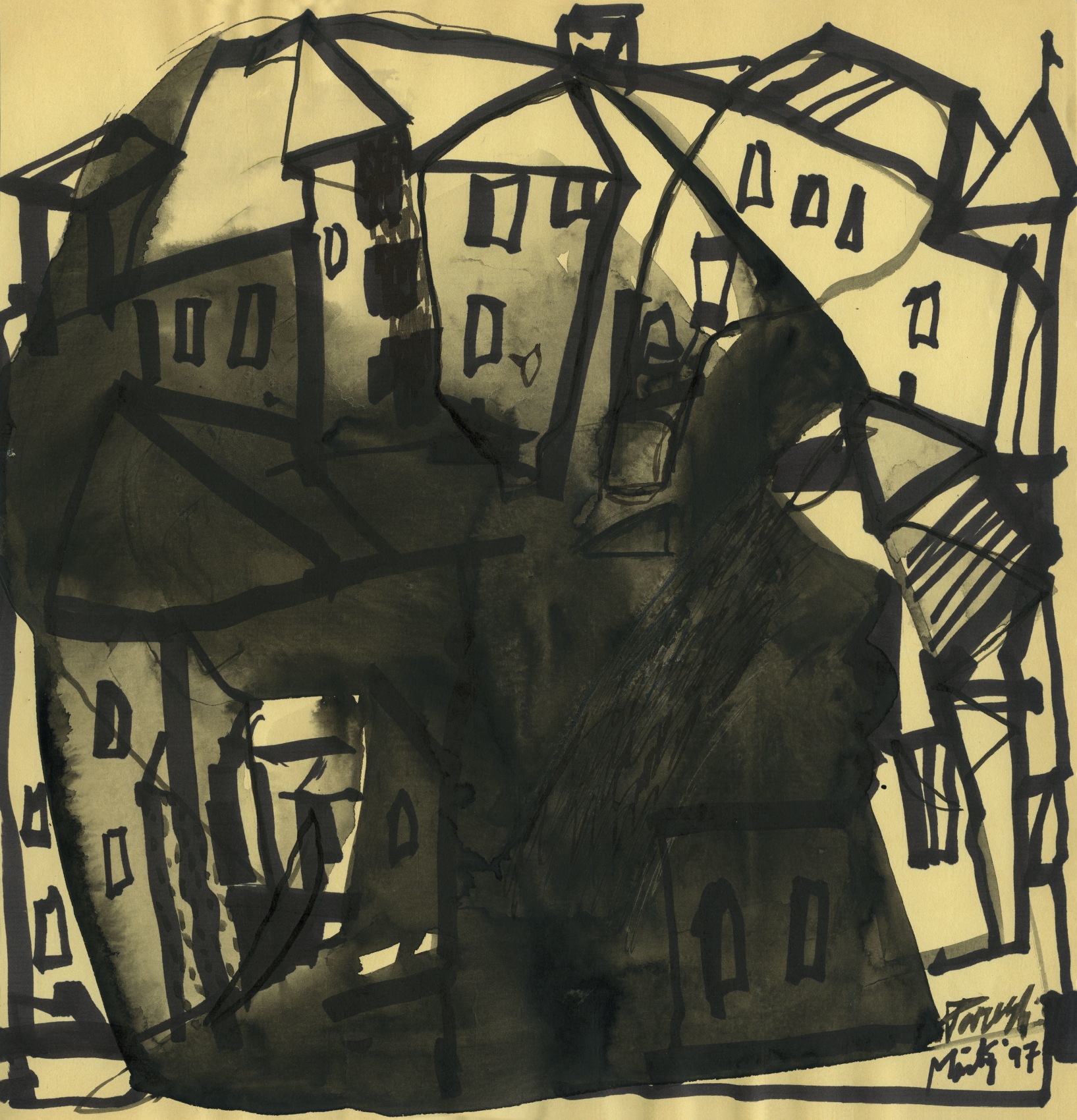 Paresh Maity,&nbsp;Shimla 2,&nbsp;n/d,&nbsp;Pen and ink on paper, 11 x 10 in