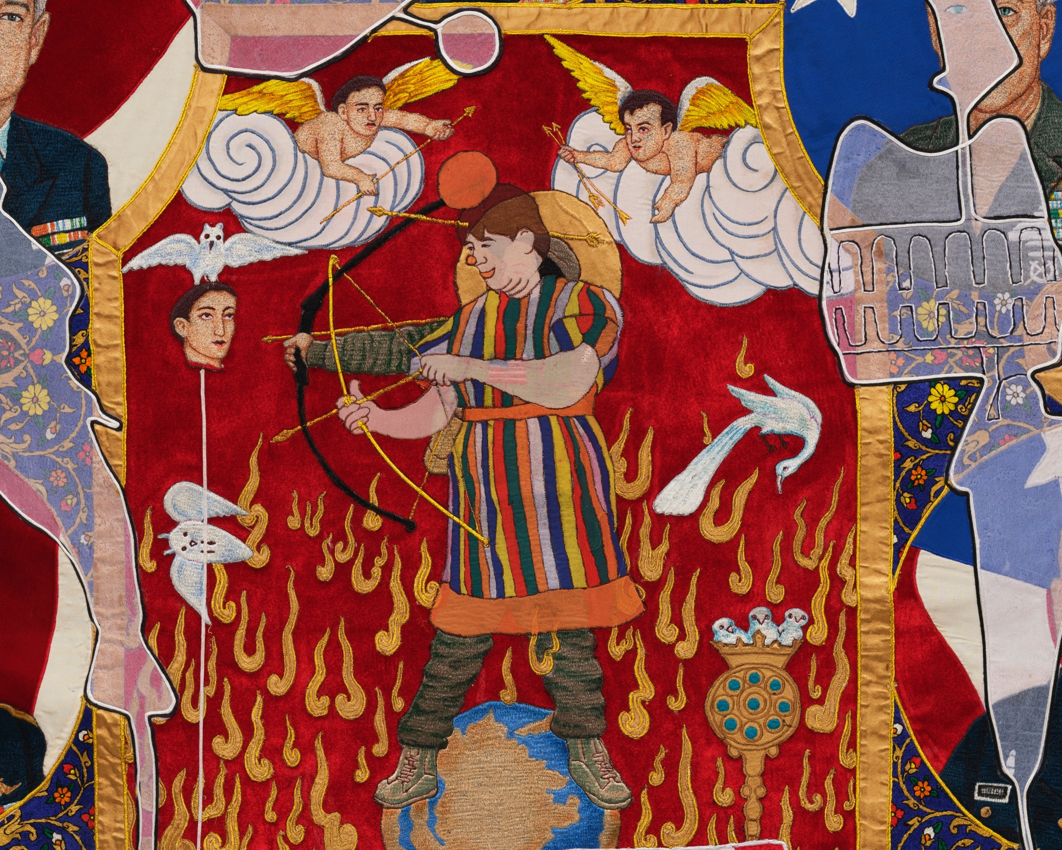 Khadim Ali, The Elixir Never Worked,&nbsp;2020,&nbsp;Fabric tapestry,&nbsp;89.75 x 59&nbsp;in (detail)