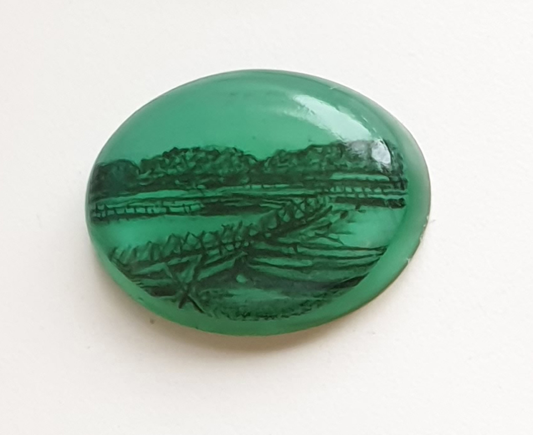 Saba Qizilbash, Ravi Riverside,&nbsp;2019,&nbsp;Graphite on mylar cast in resin,&nbsp;1 x 1.5 in