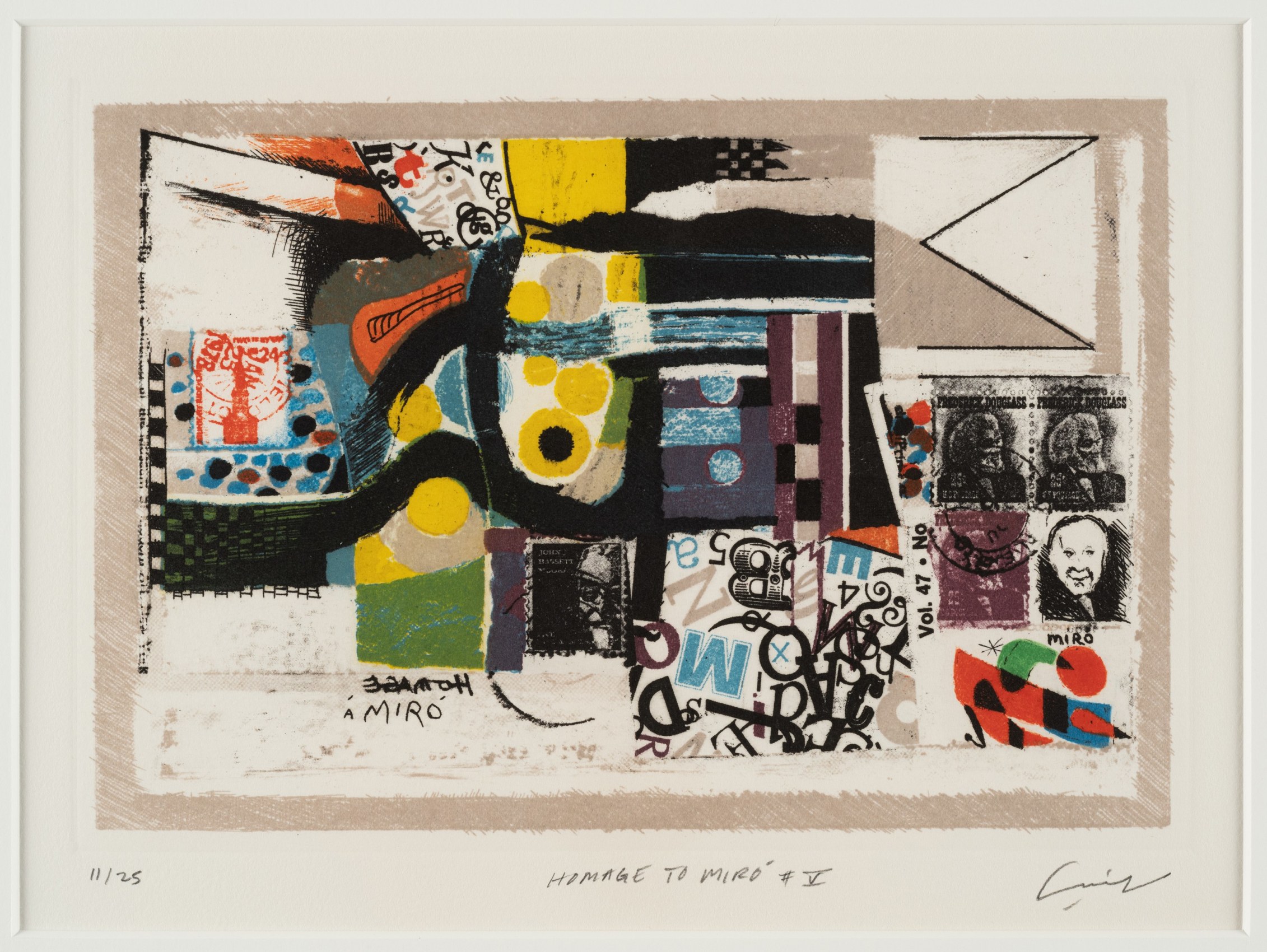 Mohammad Omer Khalil, Homage to Miro V,&nbsp;1985,&nbsp;Etching and&nbsp;lithography&nbsp;on paper,&nbsp;7 x 10 in