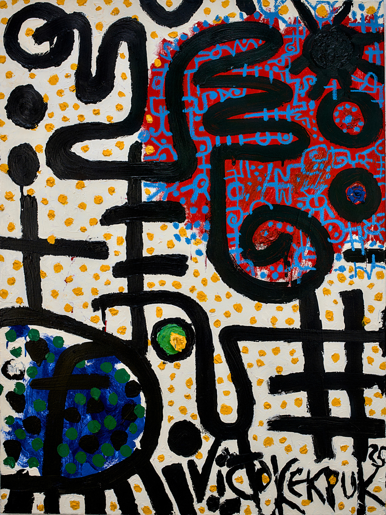 Figurative painting inspired by Nigerian cultural objects