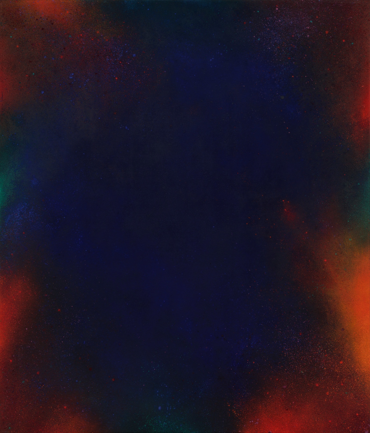 Abstract acrylic painting that evokes outer space