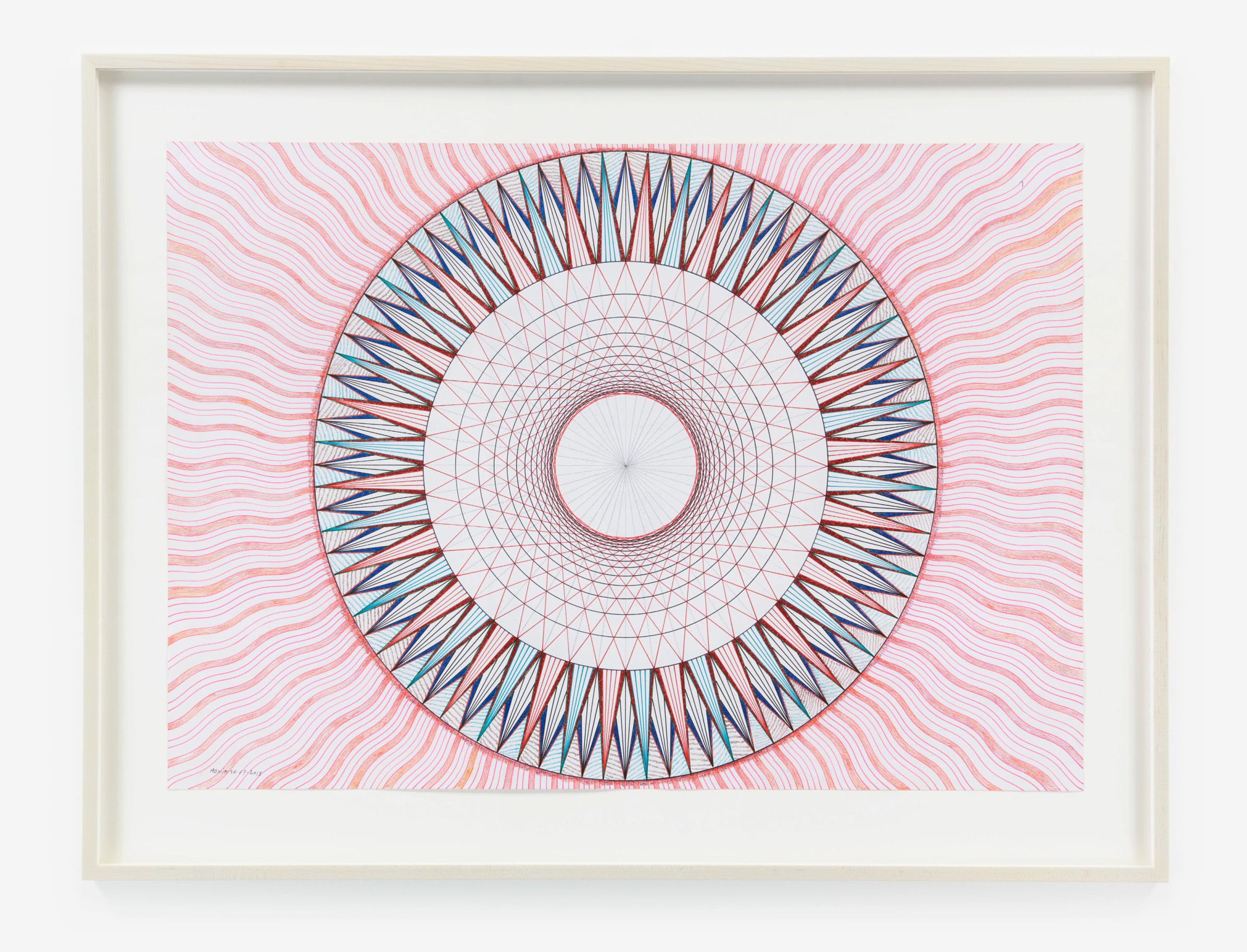 Marker, glitter &amp; colored pencil on paper abstract drawing