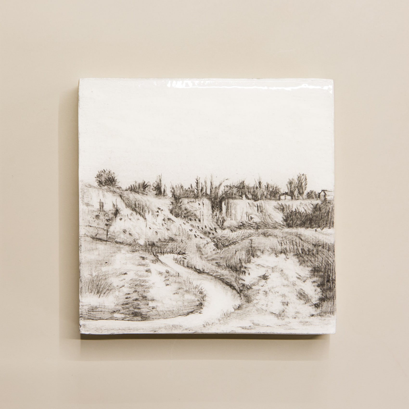 Saba Qizilbash,&nbsp;Landmarks 7,&nbsp;2018,&nbsp;Graphite and epoxy on paper, mounted on wood,&nbsp;4 x 4 in