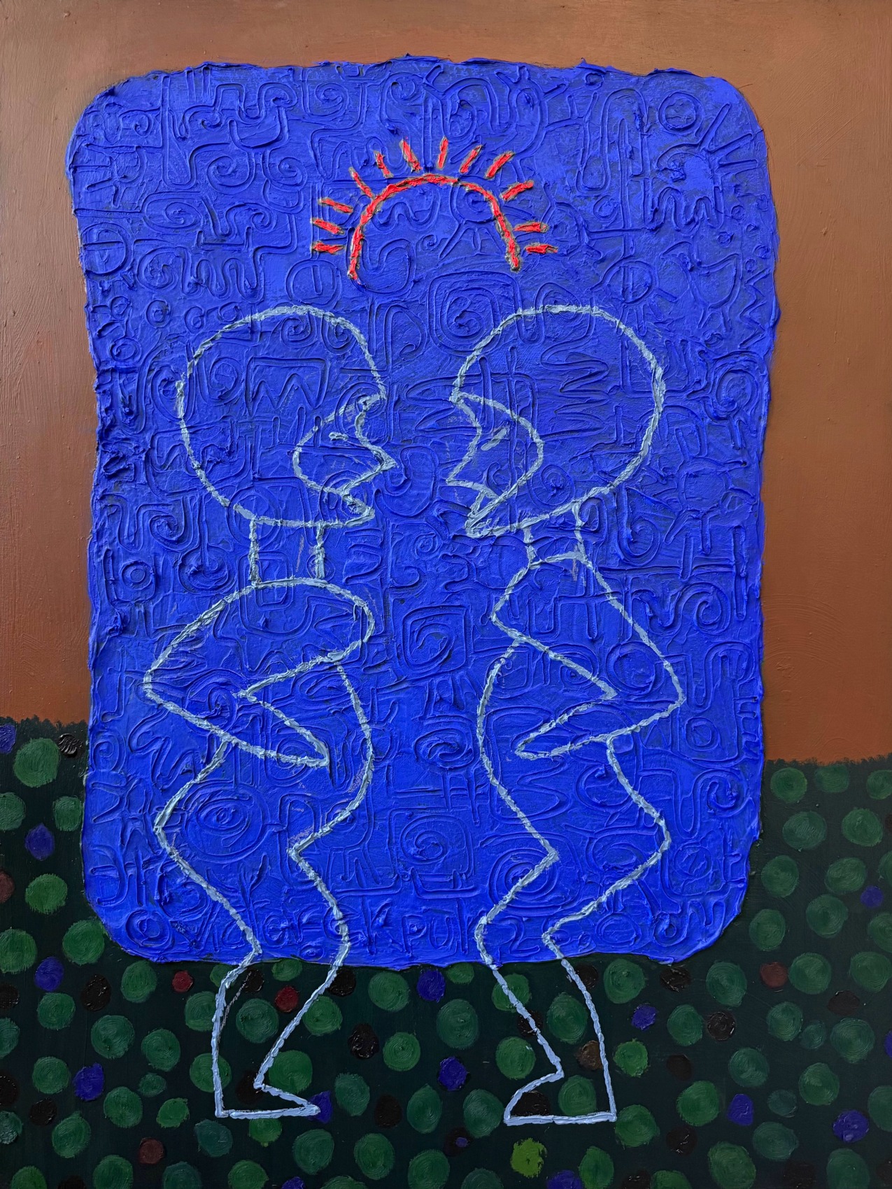 Figurative painting inspired by Nigerian cultural objects