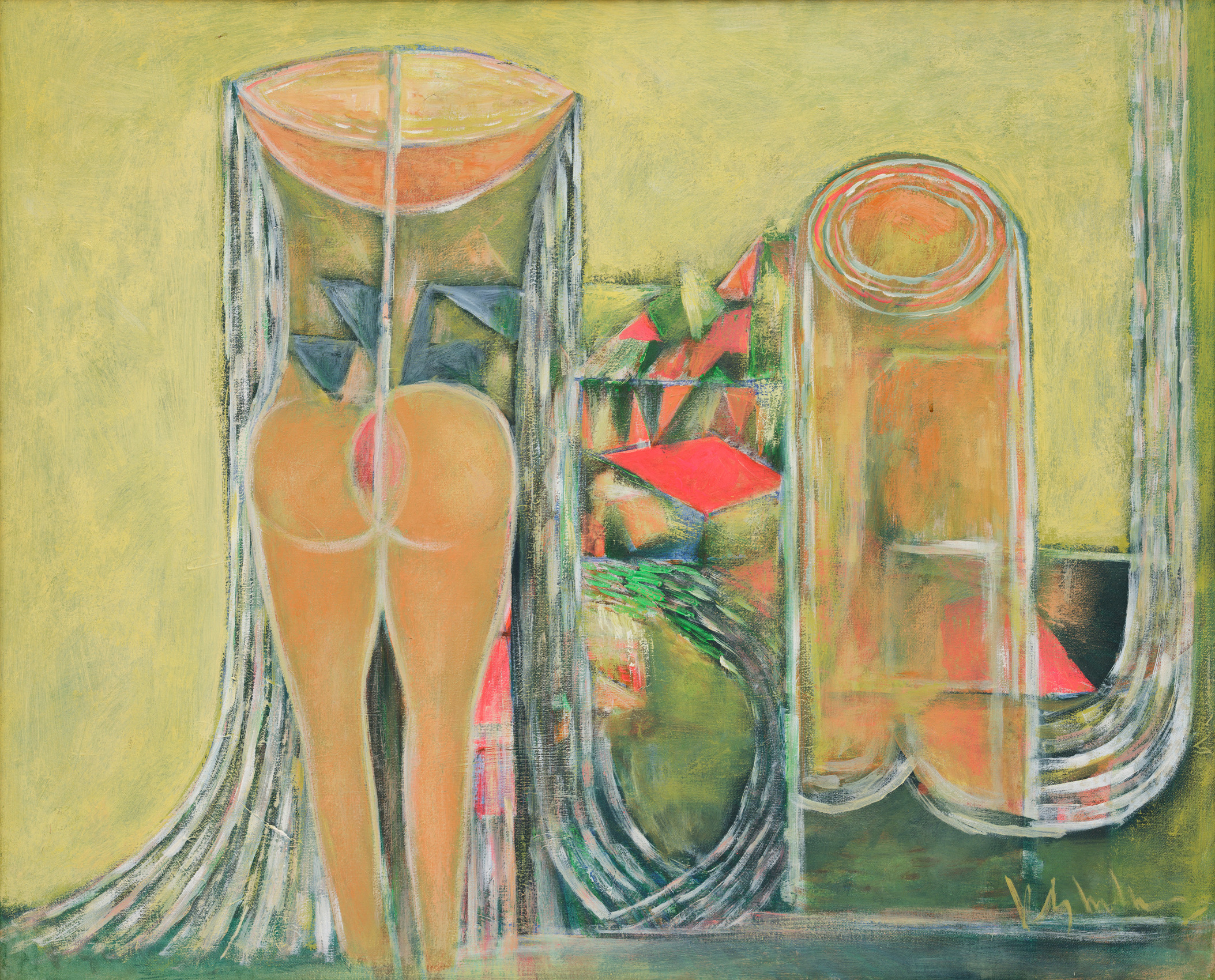 K. S. Kulkarni,&nbsp;Untitled, 1976, Acrylic on canvas, 36 x 44 in